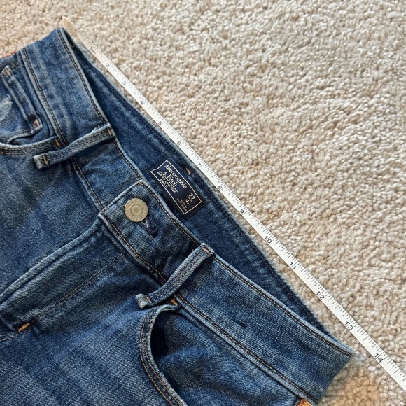 Abercrombie and Fitch Skinny Dark Wash Gold Bronze Side Stripe Raw Hem 27 - Picture 6 of 9
